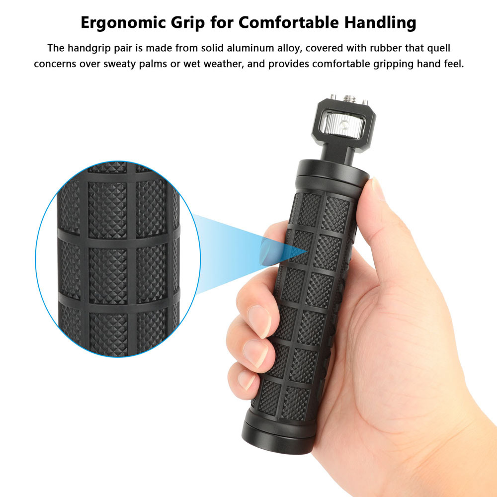 CAMVATE Handle Grip Micro Rod Mount Holder 1/4"-20 Thread with Large Knurled Edge Lock Nut for Camera Video Light Monitor