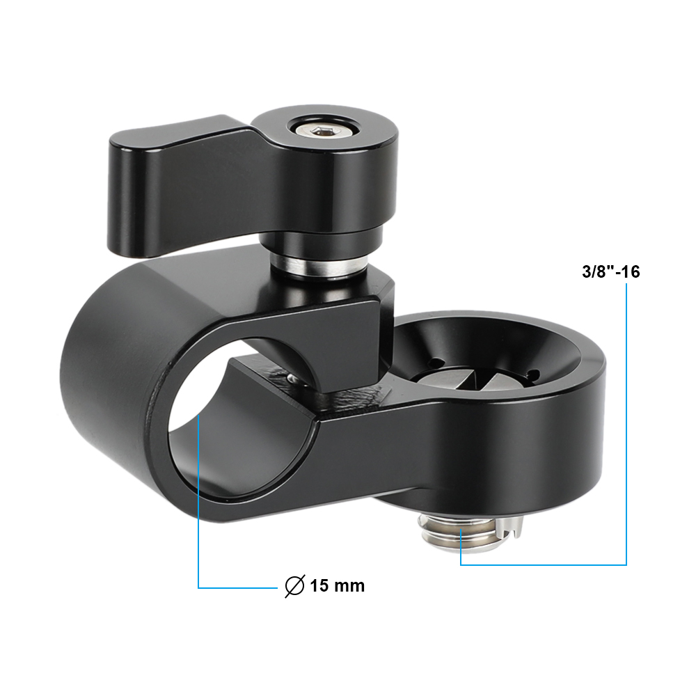 CAMVATE 15mm Single Rod Clamp Adapter Convert To 3/8"-16 Mounting Screw For DSLR Camera Cage Rod Support