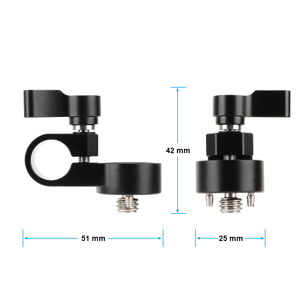 CAMVATE 15mm Single Rod Clamp Adapter Convert To 3/8"-16 Mounting Screw For DSLR Camera Cage Rod Support