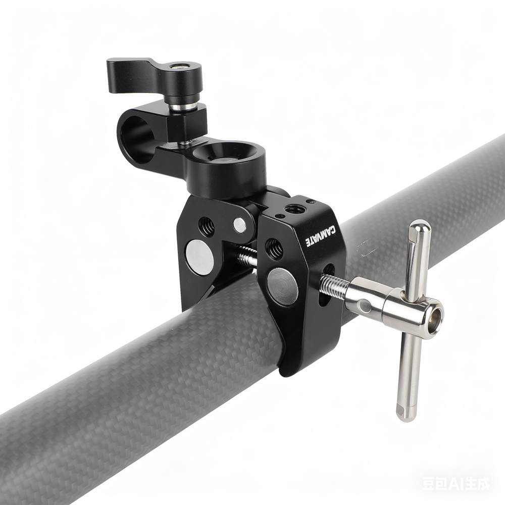 CAMVATE Versatile Super Crab Clamp With 1/4" & 3/8" Threads & Locating Holes + 15mm Single Rod Adapter With 3/8" Thread