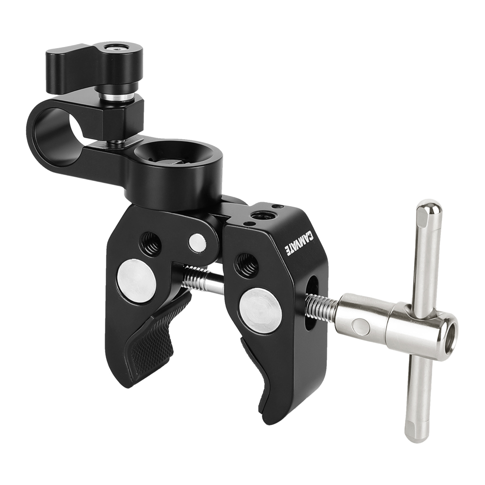 CAMVATE Versatile Super Crab Clamp With 1/4" & 3/8" Threads & Locating Holes + 15mm Single Rod Adapter With 3/8" Thread