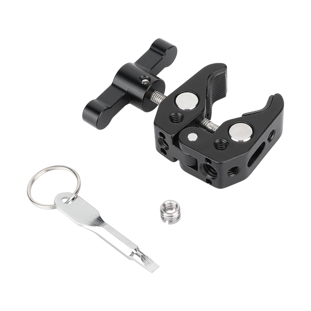 CAMVATE Super Crab Clamp with 1/4"-20 & 3/8"-16 Threads (Black T-handle)