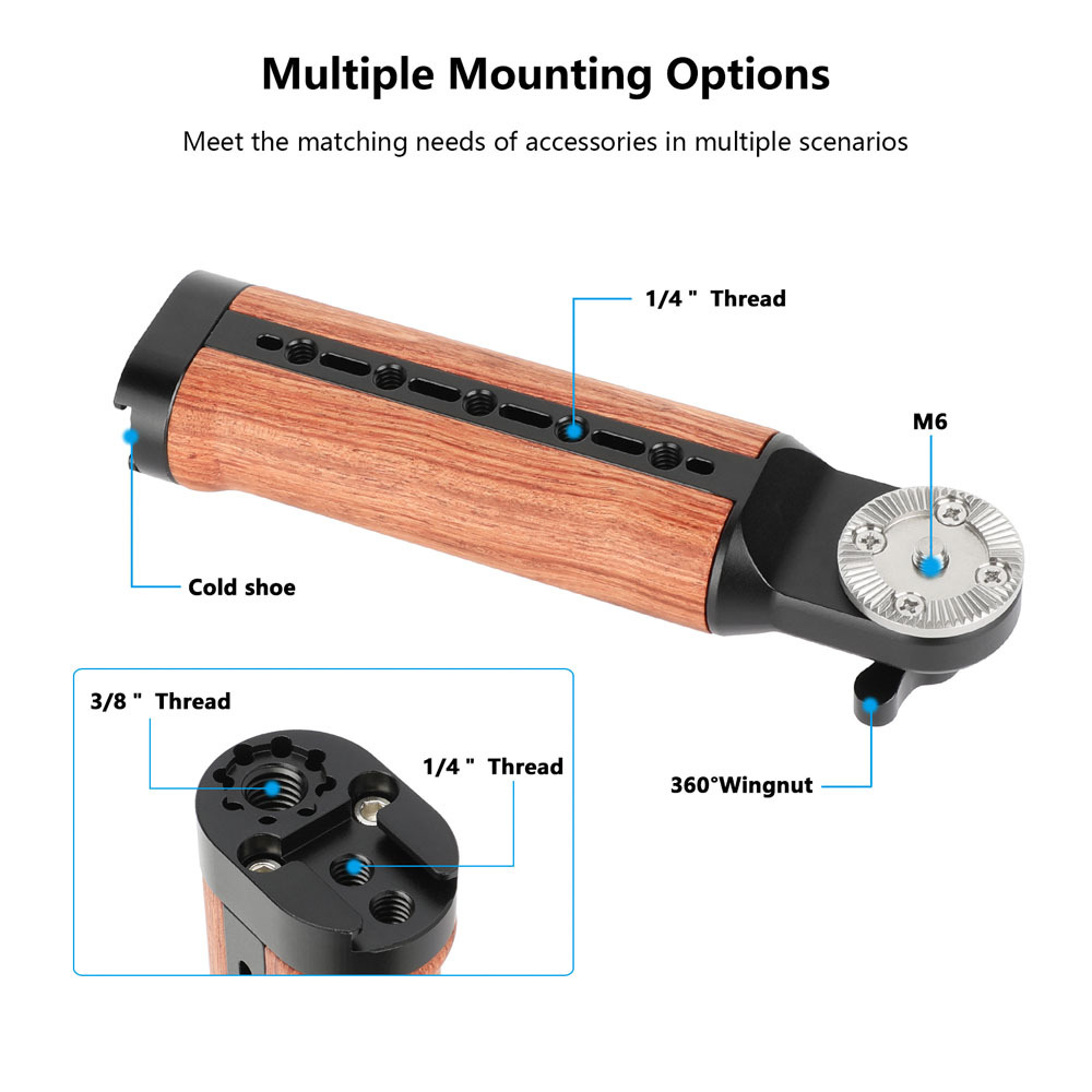 CAMVATE Wooden Handgrip with ARRI-Style M6 Rosette Mount