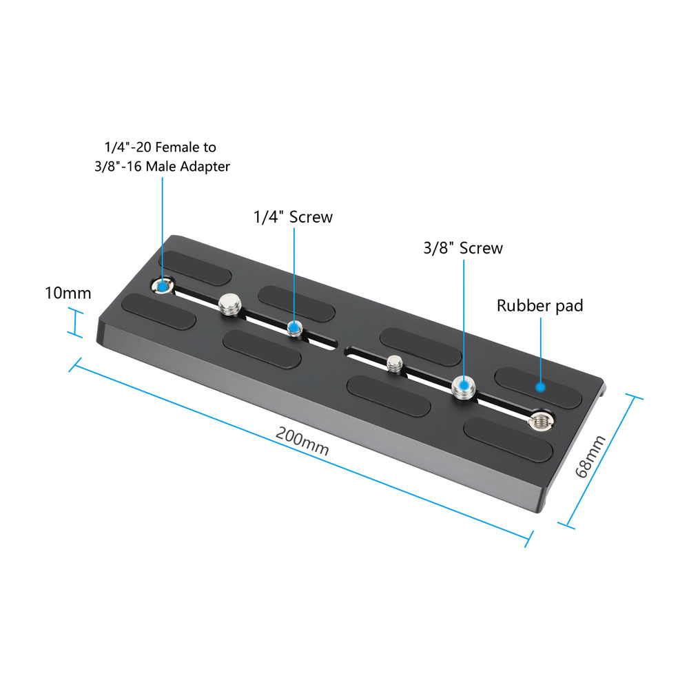 CAMVATE 8" ARRI-Style Dovetail Quick Release Camera Plate with Receiver Base