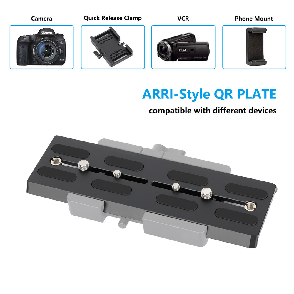 CAMVATE 8" ARRI-Style Dovetail Quick Release Camera Plate with Receiver Base