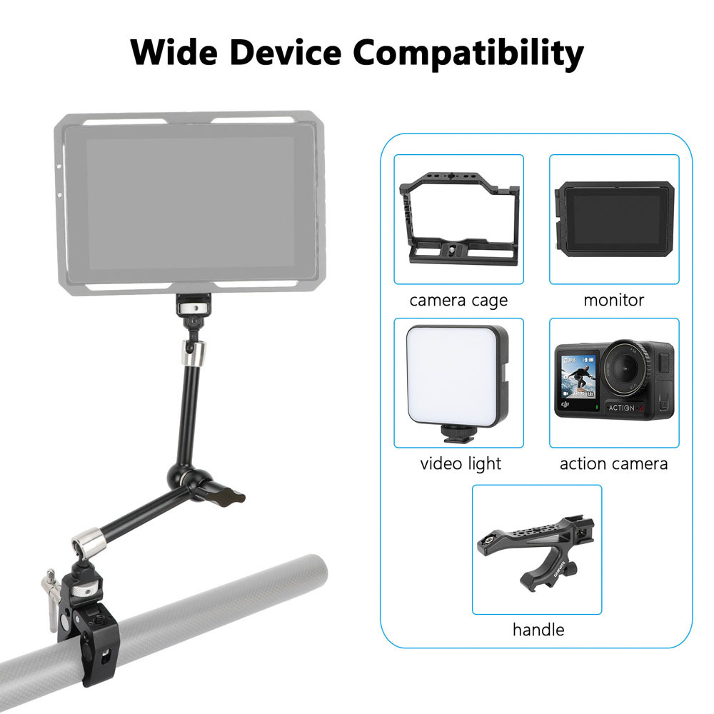 CAMVATE Multipurpose Articulating Arm with Anti-Twist 1/4''-20 Screw Mount (11", Black Knob)