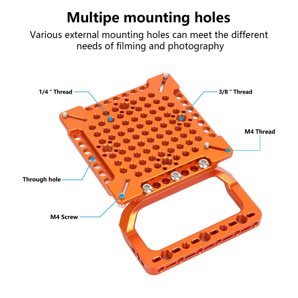 CAMVATE Cheese Plate Extension Mounting Platform with VESA Mount & Orange Handle (75 x 75mm, 100 x 100mm, 200 x 200mm)