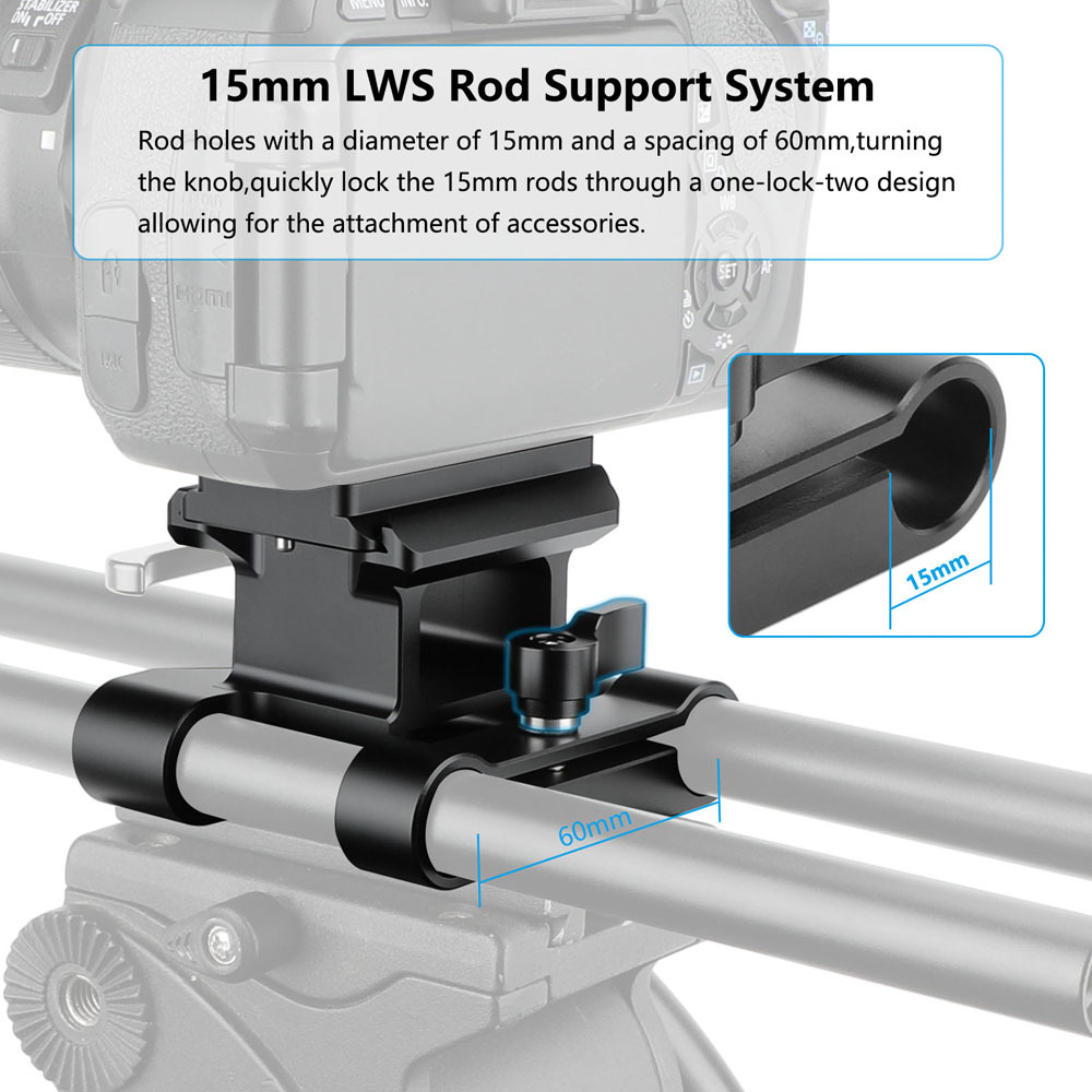 CAMVATE Arca-Type Baseplate Kit with 15mm LWS Rod Mount
