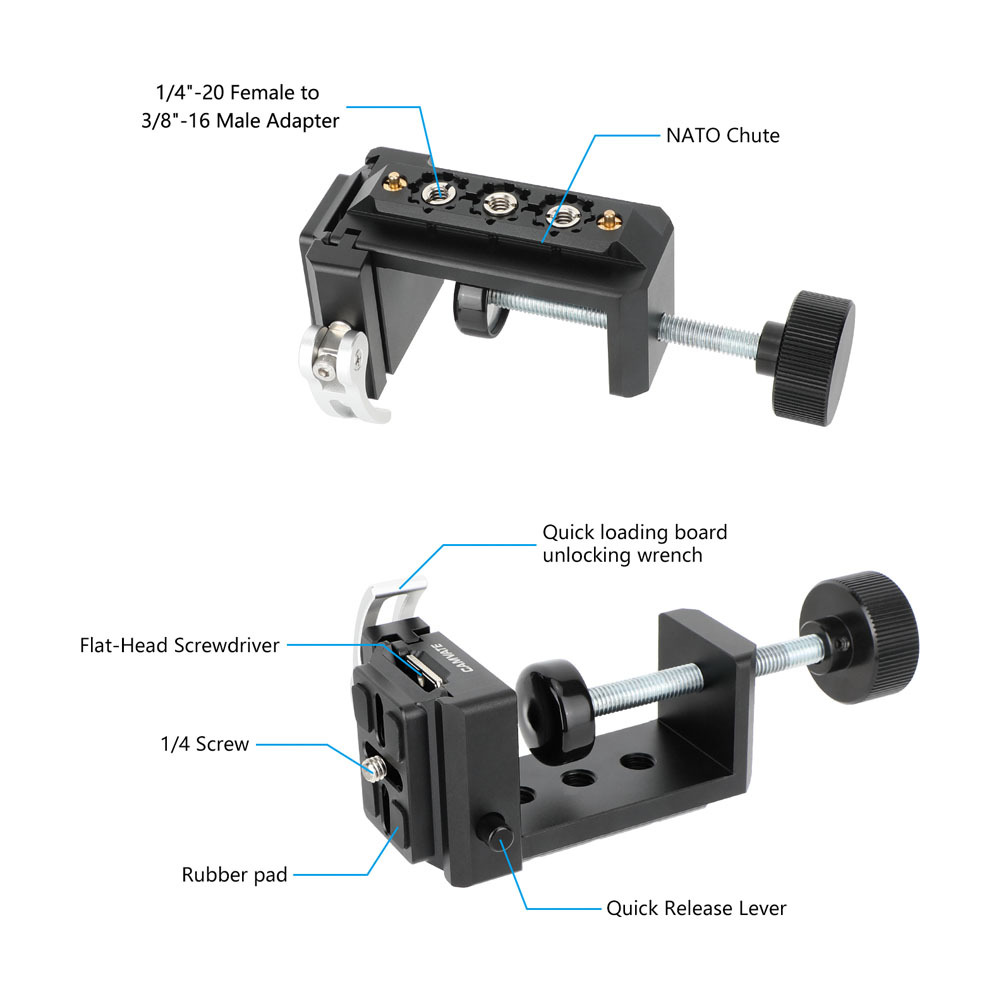 CAMVATE C Clamp with Multiple 1/4"-20 and 3/8"-16 Threads ( 2.25" Neck)