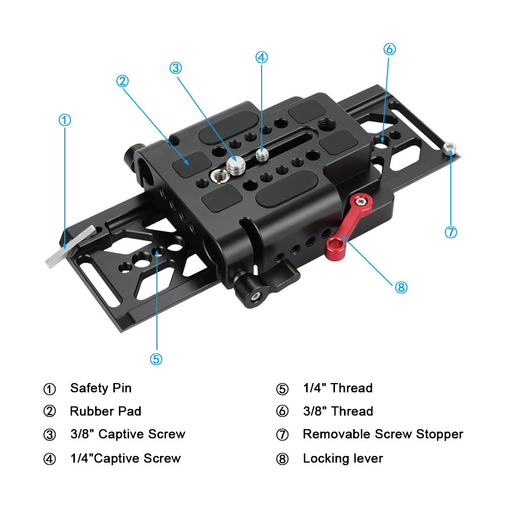 CAMVATE 8" ARRI-Standard Dovetail Plate and 15mm LWS Baseplate