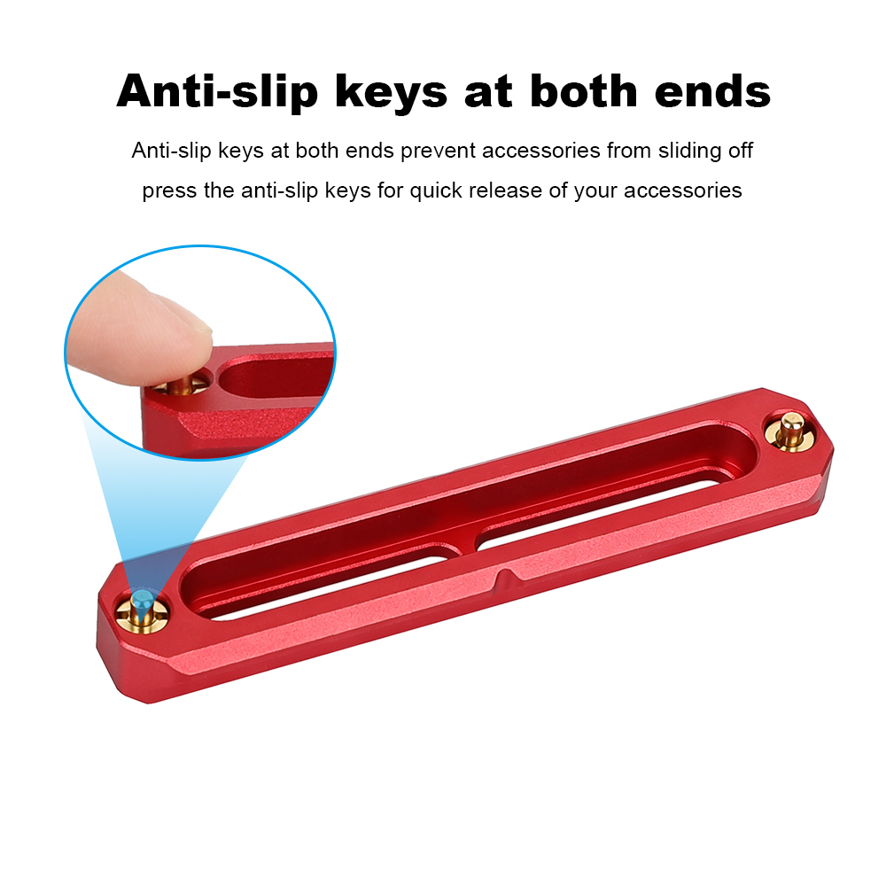 CAMVATE Standard NATO Rail 100mm Red Color Quick Release Bar With Anti-fall Spring Pins For DSLR Camera Cage Rig