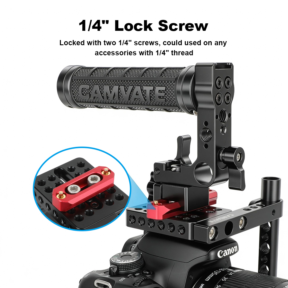 CAMVATE Standard NATO Rail 50mm Red Color Quick Release Bar With Anti-fall Spring Pins For DSLR Camera Cage Rig