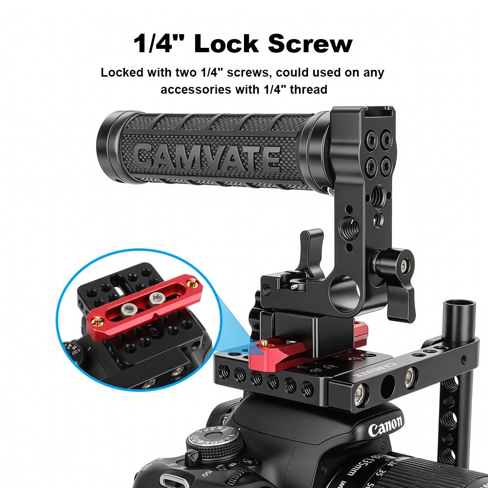 CAMVATE Standard NATO Rail 70mm Red Color Quick Release Bar With Anti-fall Spring Pins For DSLR Camera Cage Rig