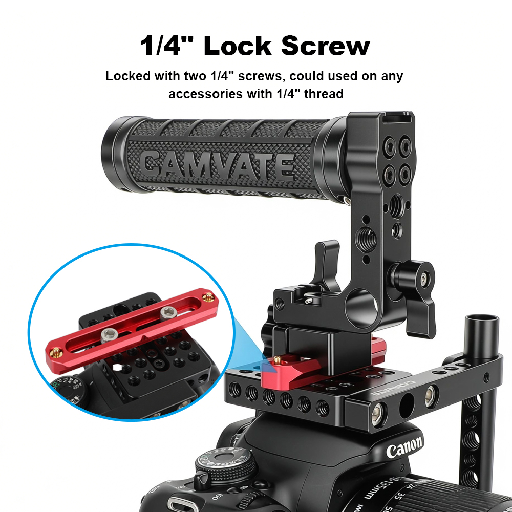 CAMVATE Standard NATO Rail 100mm Red Color Quick Release Bar With Anti-fall Spring Pins For DSLR Camera Cage Rig