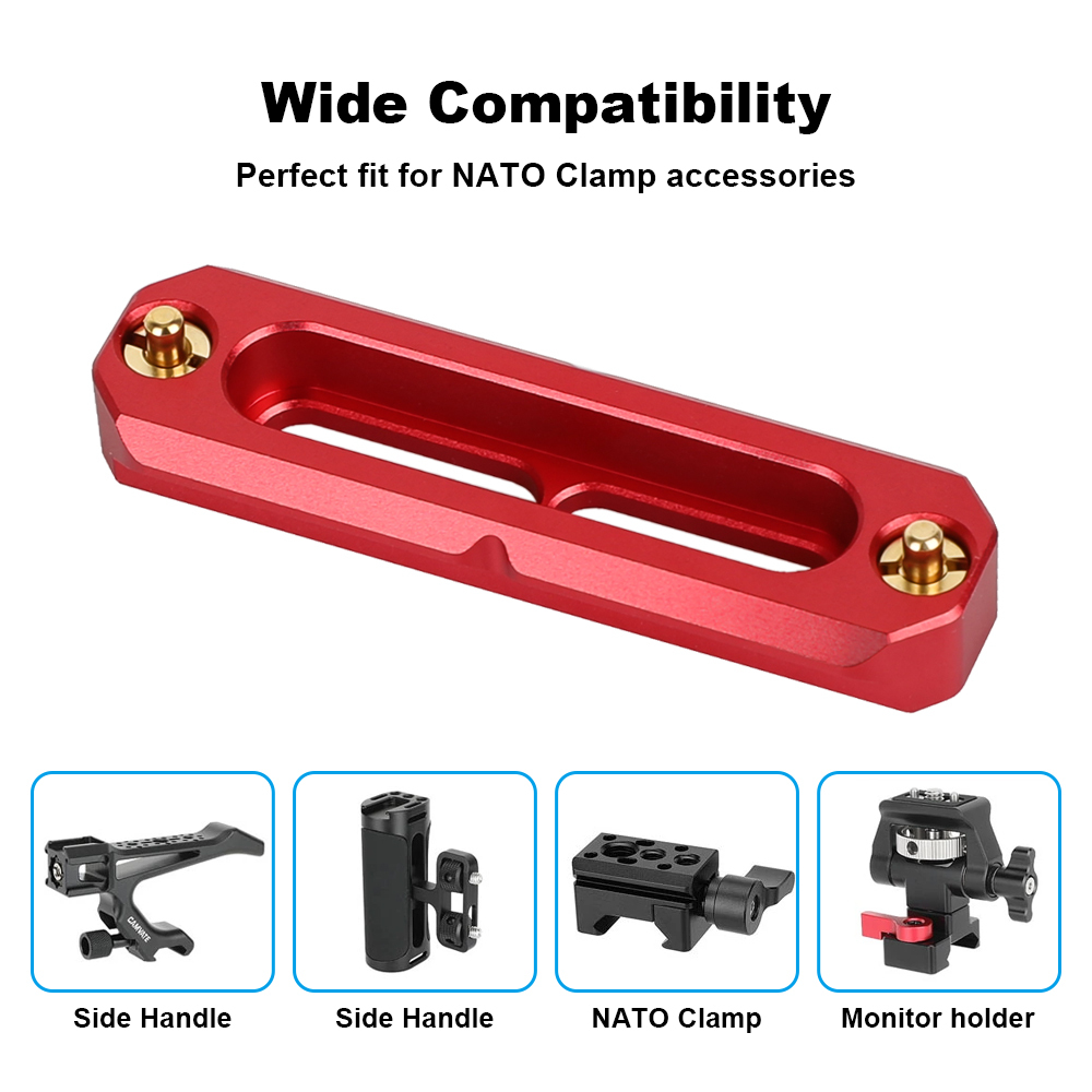 CAMVATE Standard NATO Rail 70mm Red Color Quick Release Bar With Anti-fall Spring Pins For DSLR Camera Cage Rig