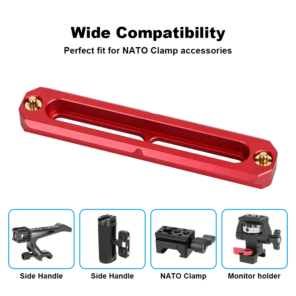 CAMVATE Standard NATO Rail 100mm Red Color Quick Release Bar With Anti-fall Spring Pins For DSLR Camera Cage Rig