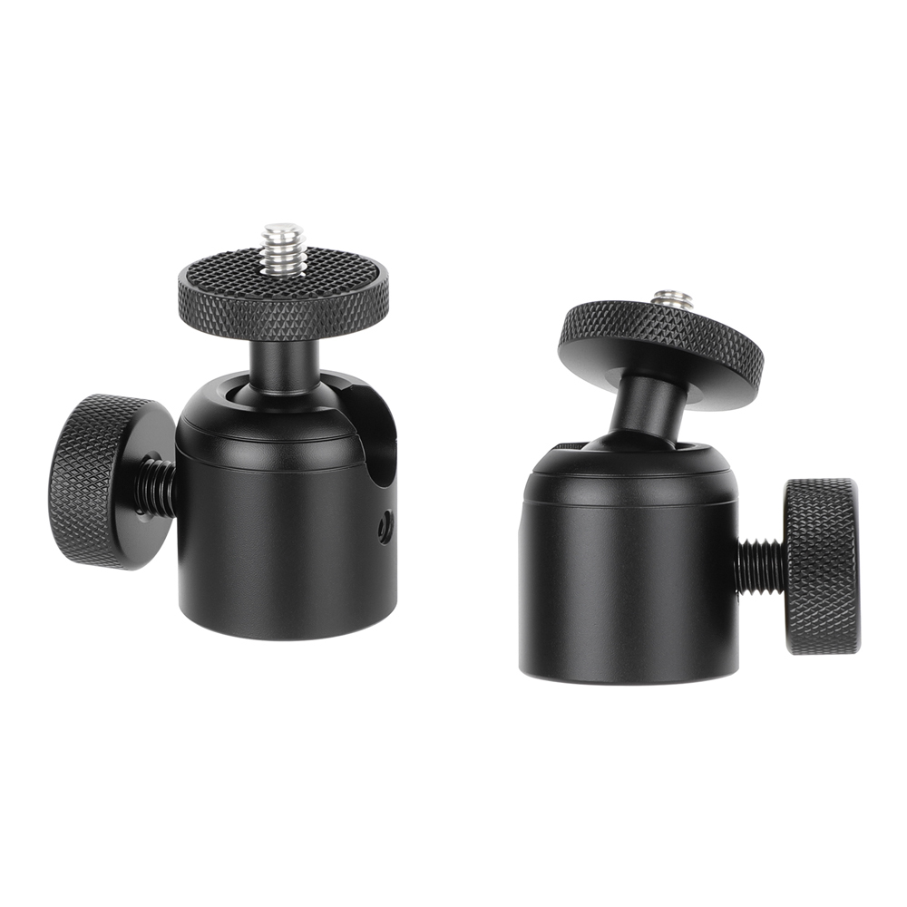 CAMVATE Mini Ball Head with 3/8"-16 Thread and 1/4"-20 Screw Mount (Black, 2-Pack)