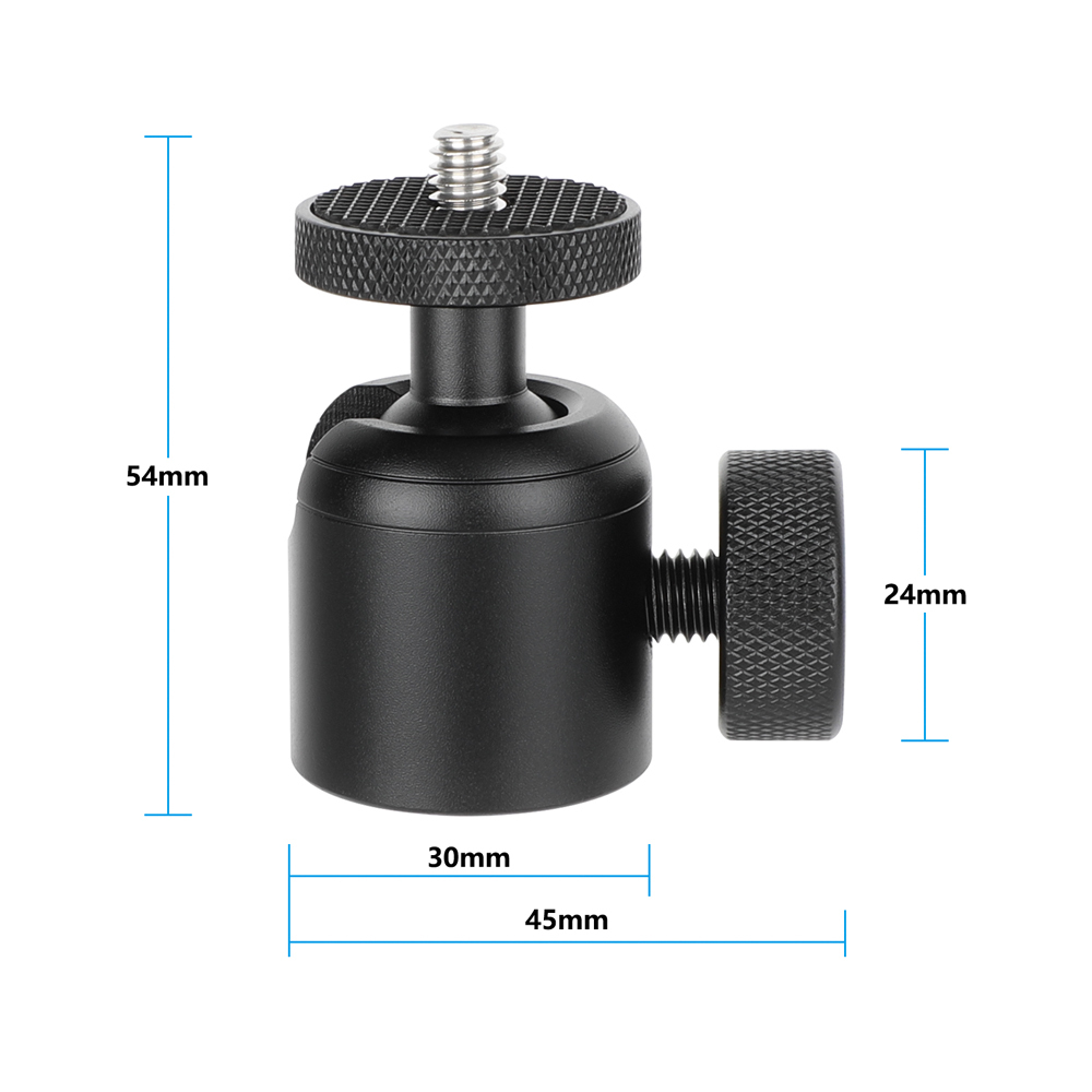 CAMVATE Mini Ball Head with 3/8"-16 Thread and 1/4"-20 Screw Mount (Black, 2-Pack)