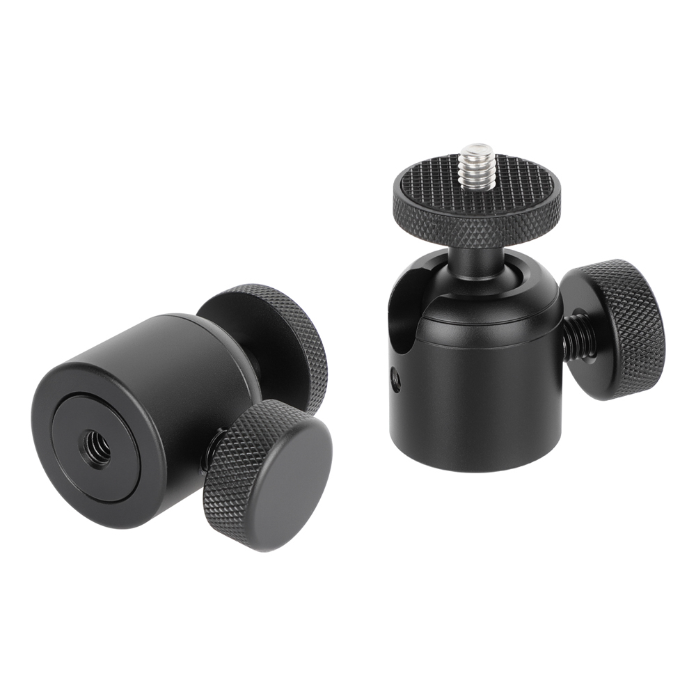 CAMVATE Mini Ball Head with 3/8"-16 Thread and 1/4"-20 Screw Mount (Black, 2-Pack)