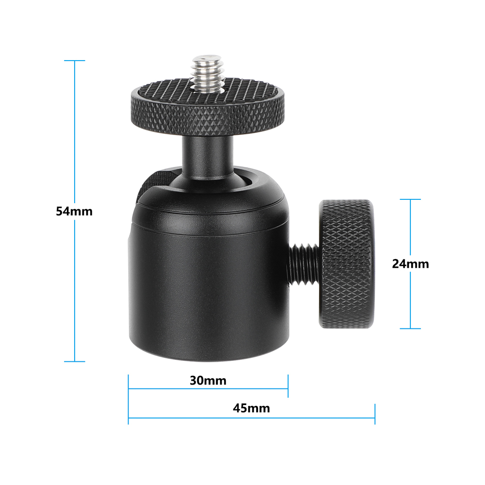 CAMVATE Mini Ball Head with 3/8"-16 Thread and 1/4"-20 Screw Mount (Black, 2-Pack)