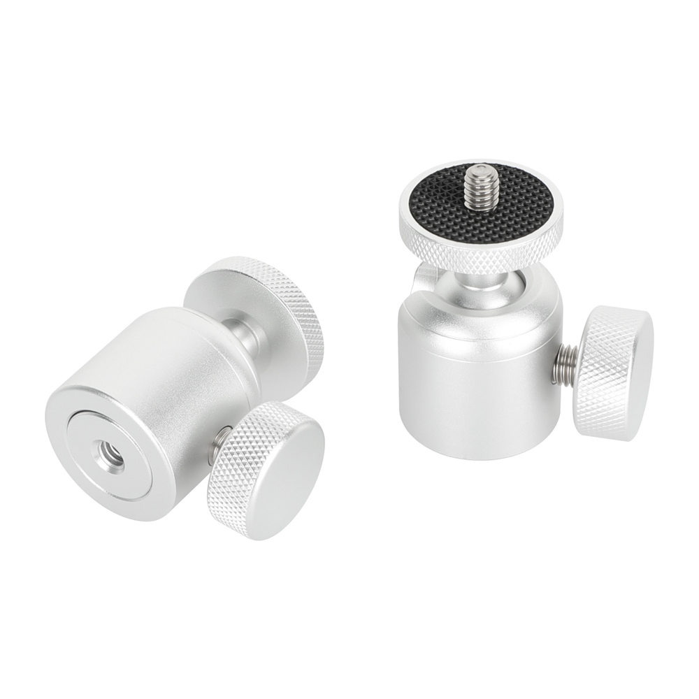 CAMVATE Mini Ball Head with 3/8"-16 Thread and 1/4"-20 Screw Mount (Black, 2-Pack)