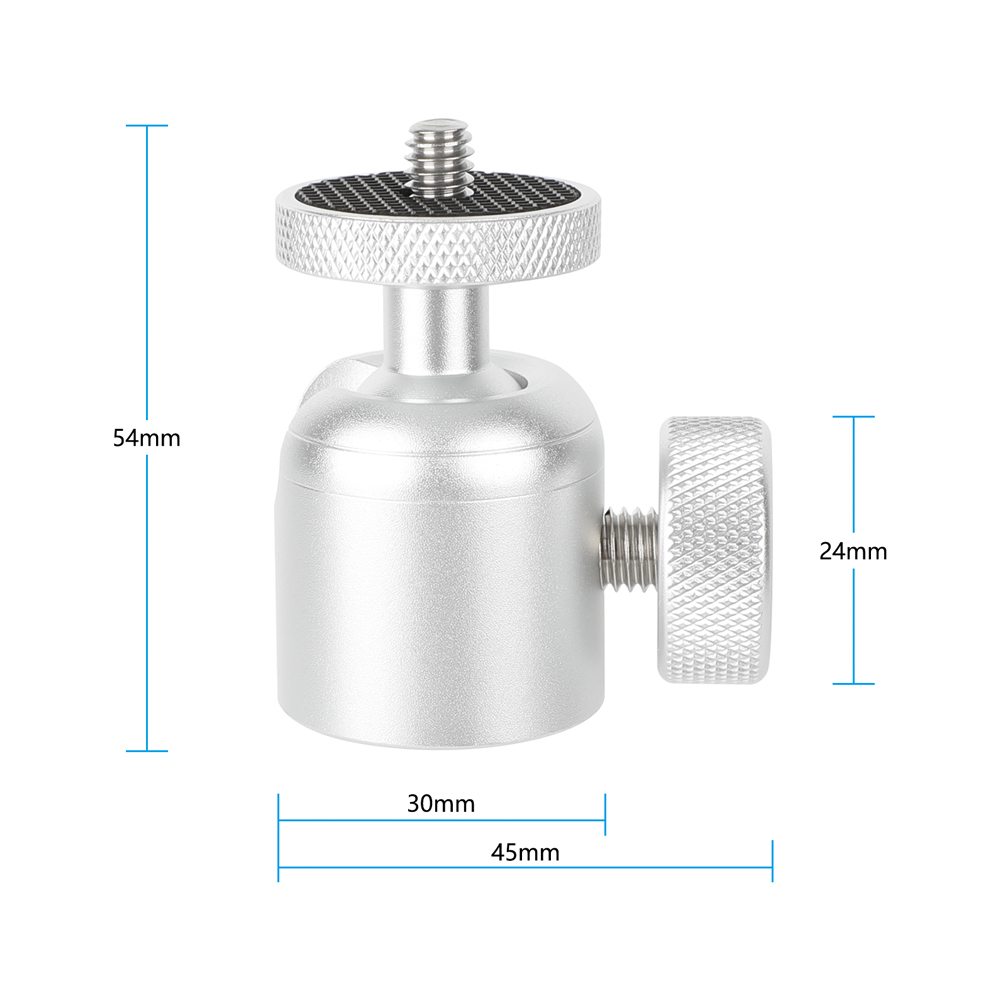 CAMVATE Mini Ball Head with 3/8"-16 Thread and 1/4"-20 Screw Mount (Black, 2-Pack)