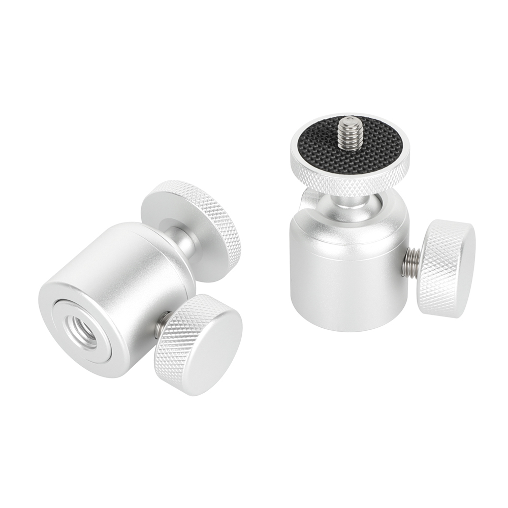 CAMVATE Mini Ball Head with 3/8"-16 Thread and 1/4"-20 Screw Mount (Black, 2-Pack)