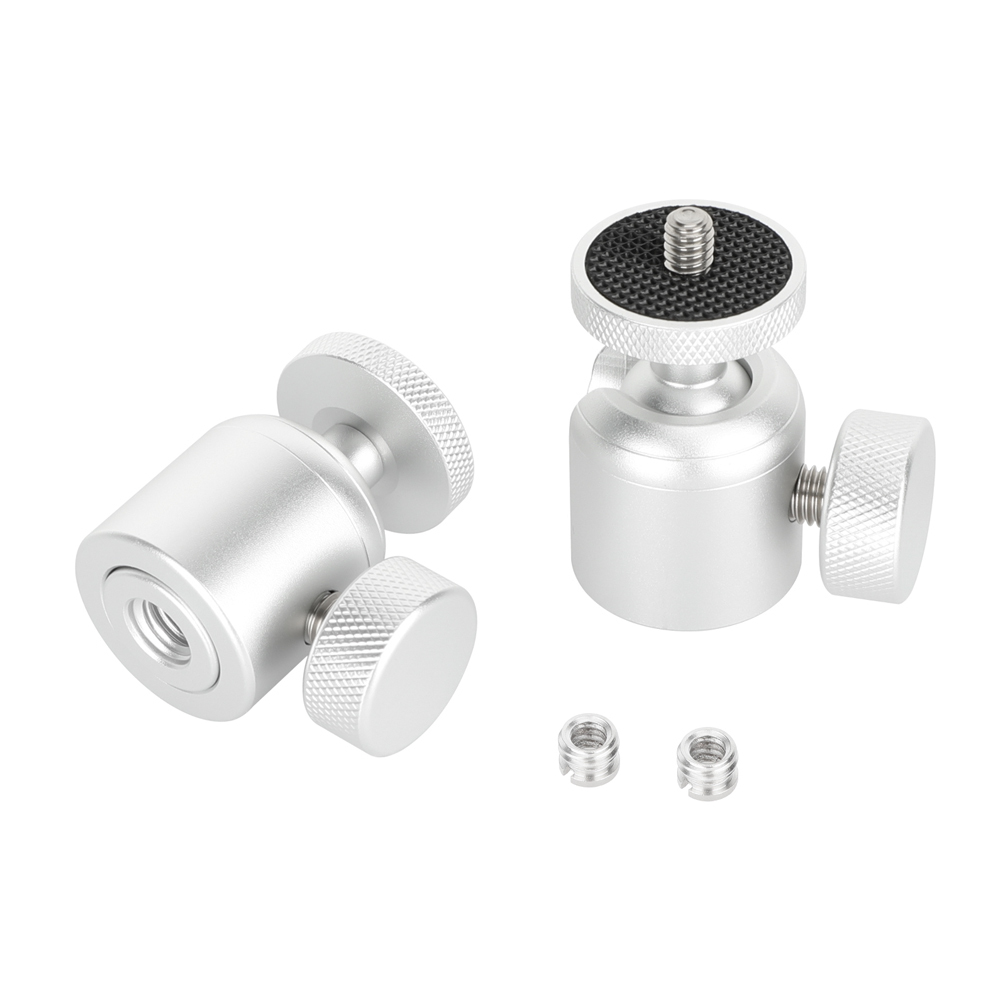 CAMVATE Mini Ball Head with 3/8"-16 Thread and 1/4"-20 Screw Mount (Black, 2-Pack)