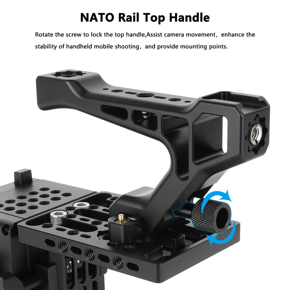 CAMVATE Height-Adjustable Cineback-Style Camera Cage Expansion Module with Top Handle