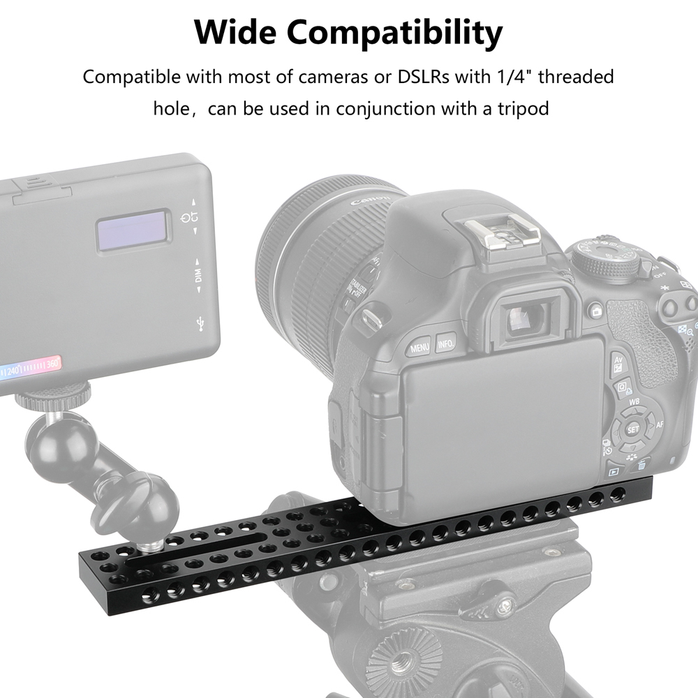 CAMVATE Camera Baseplate Extension Long Cheese Plate With Multiple 1/4"-20 Thread Holes For DLSR Camera DIY Setup