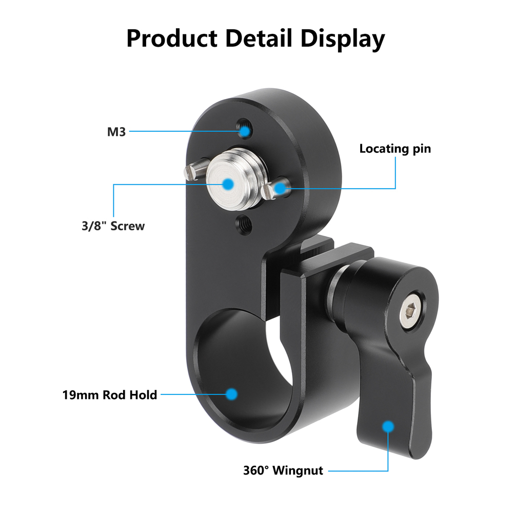 CAMVATE 1/4"-20 Male Anti-Twist to 15mm Single Rod Bracket