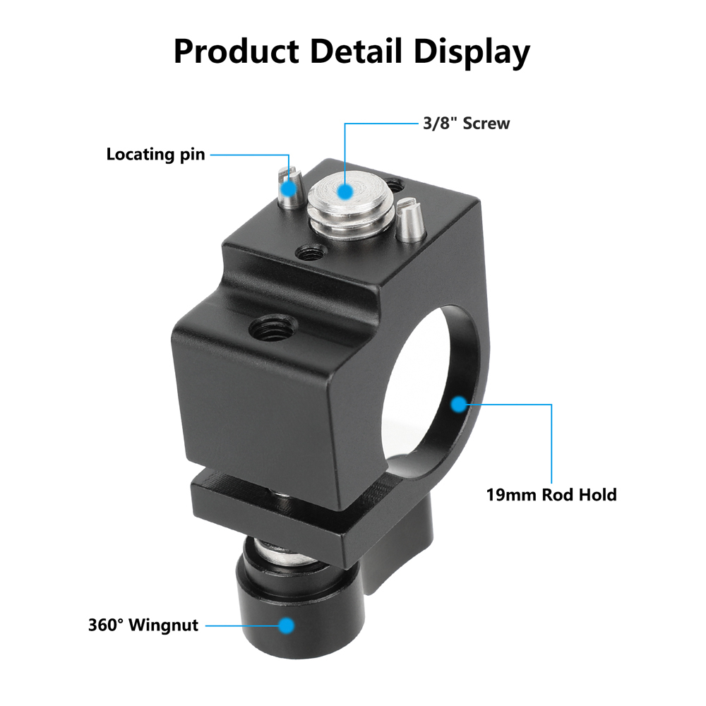 CAMVATE 1/4"-20 Male Anti-Twist to 15mm Single Rod Bracket