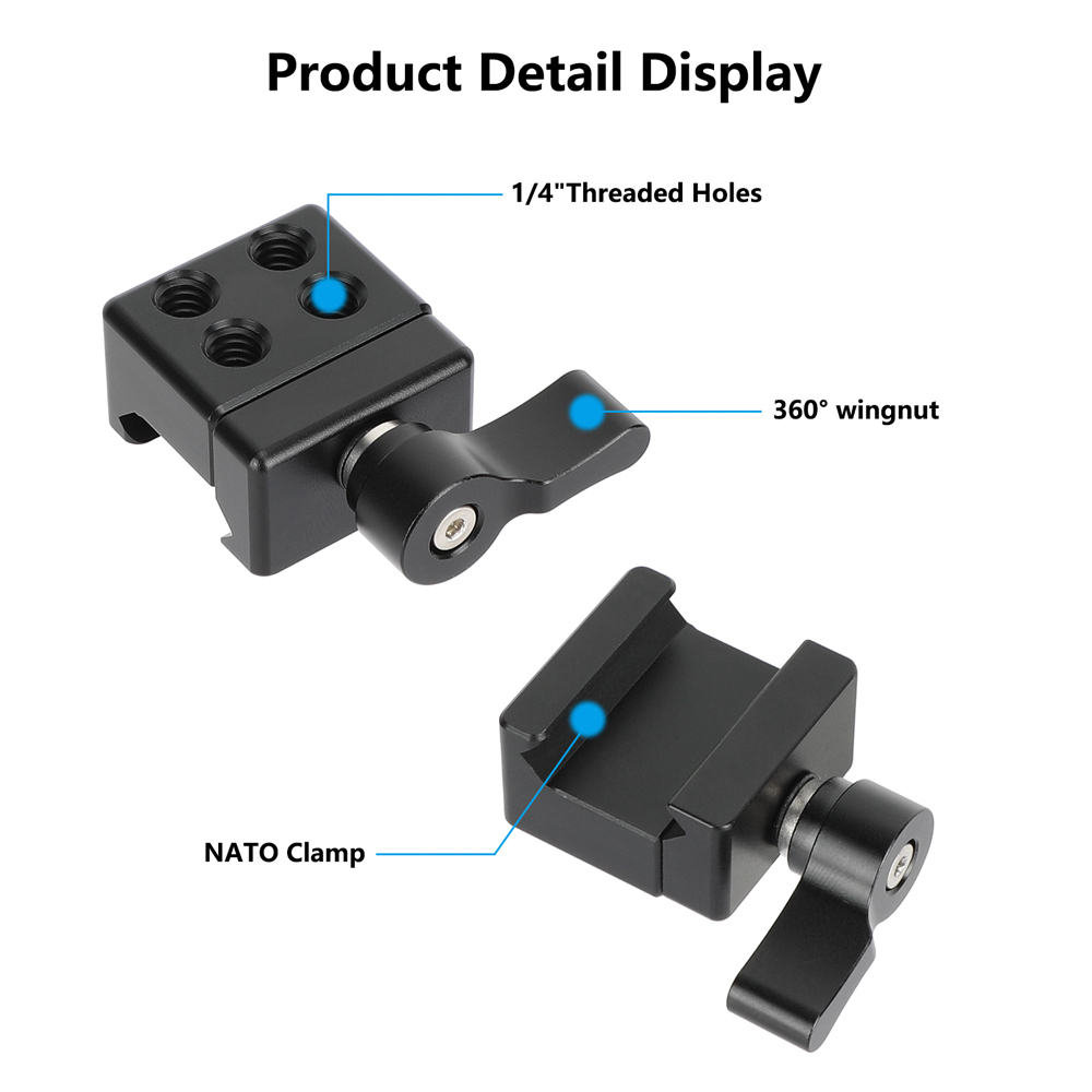 CAMVATE Standard NATO Rail Clamp Quick Release Swat Rail Clamp With 1/4"-20 Mounting Points