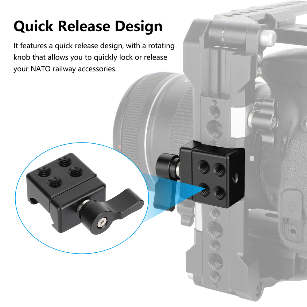 CAMVATE Standard NATO Rail Clamp Quick Release Swat Rail Clamp With 1/4"-20 Mounting Points