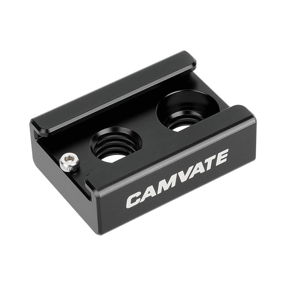 CAMVATE 3/8"-16 Cold Shoe Mount Adapter With ARRI Locating Pins For ARRI Standard Mounting Points