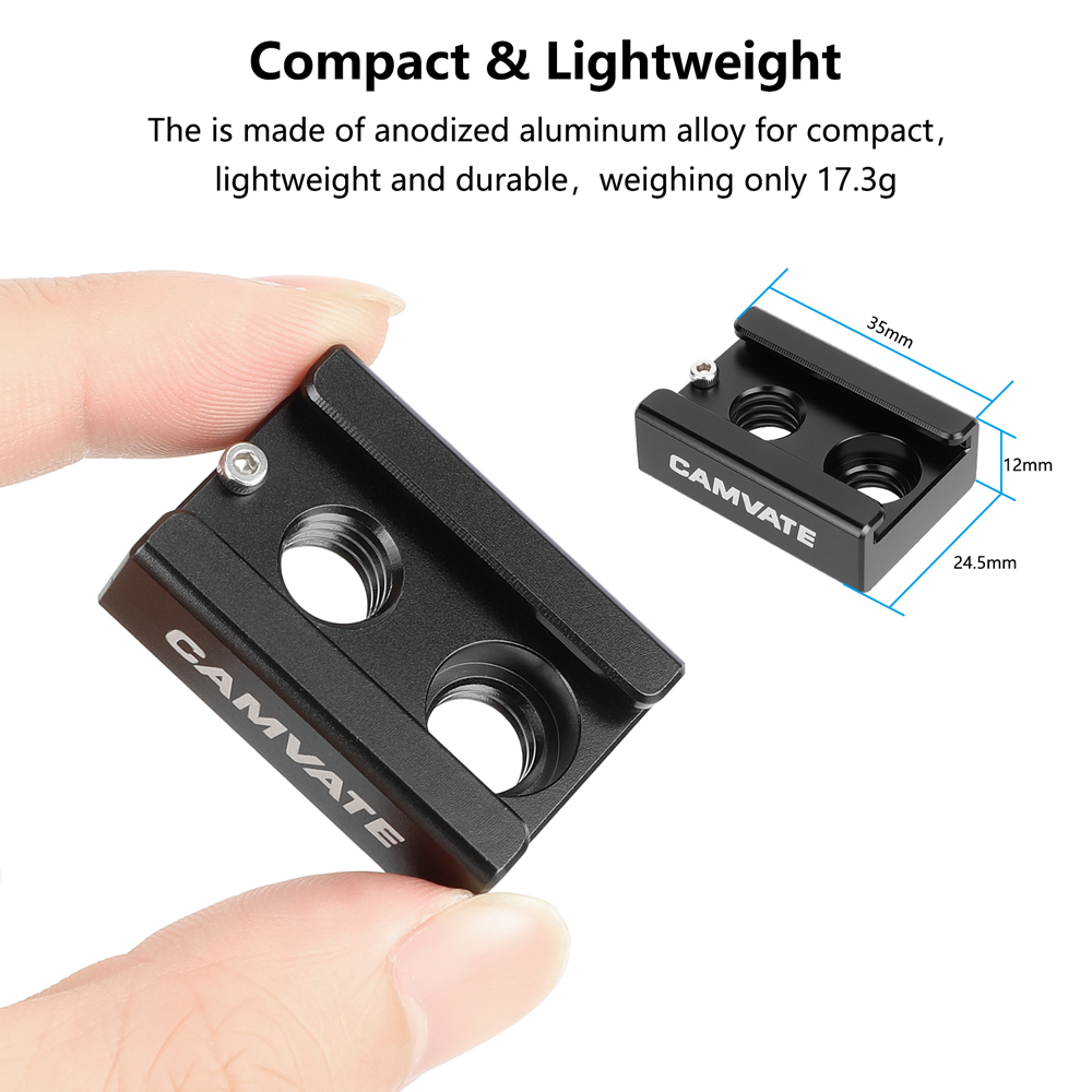 CAMVATE 3/8"-16 Cold Shoe Mount Adapter With ARRI Locating Pins For ARRI Standard Mounting Points