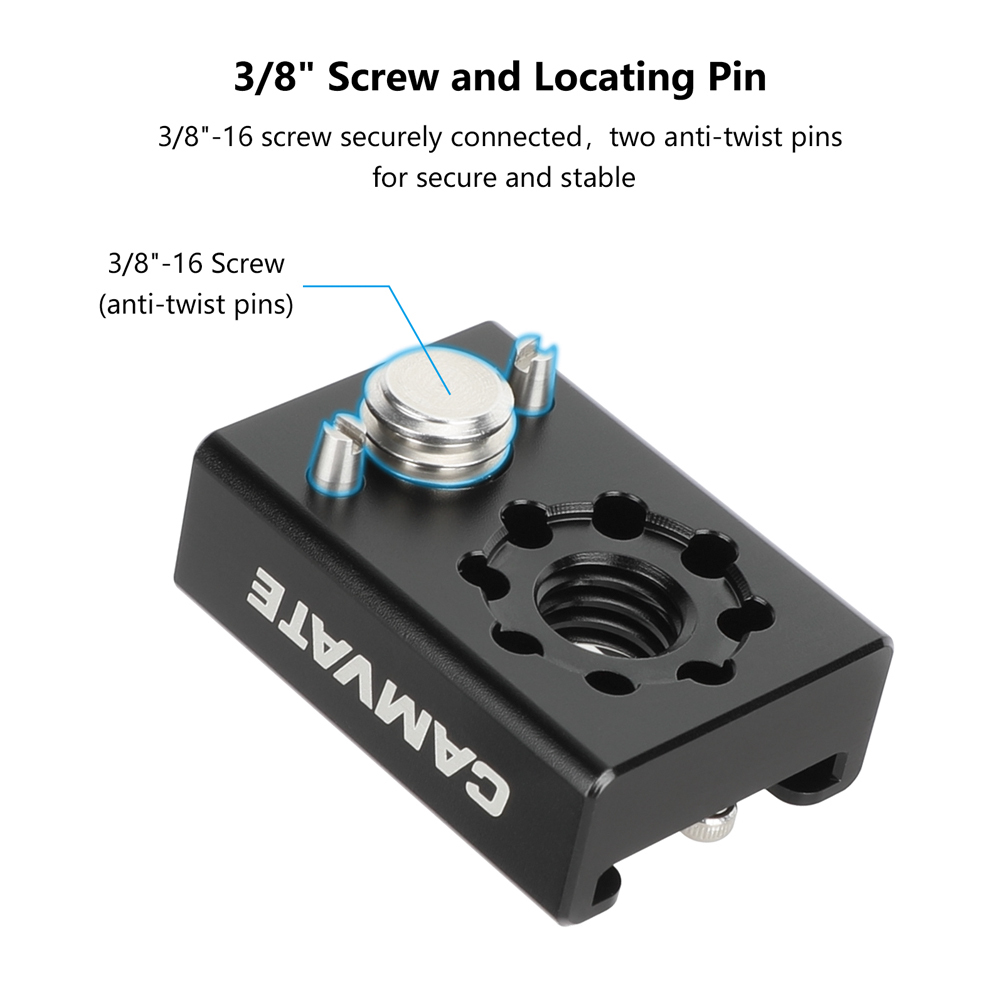 CAMVATE 3/8"-16 Cold Shoe Mount Adapter With ARRI Locating Pins For ARRI Standard Mounting Points