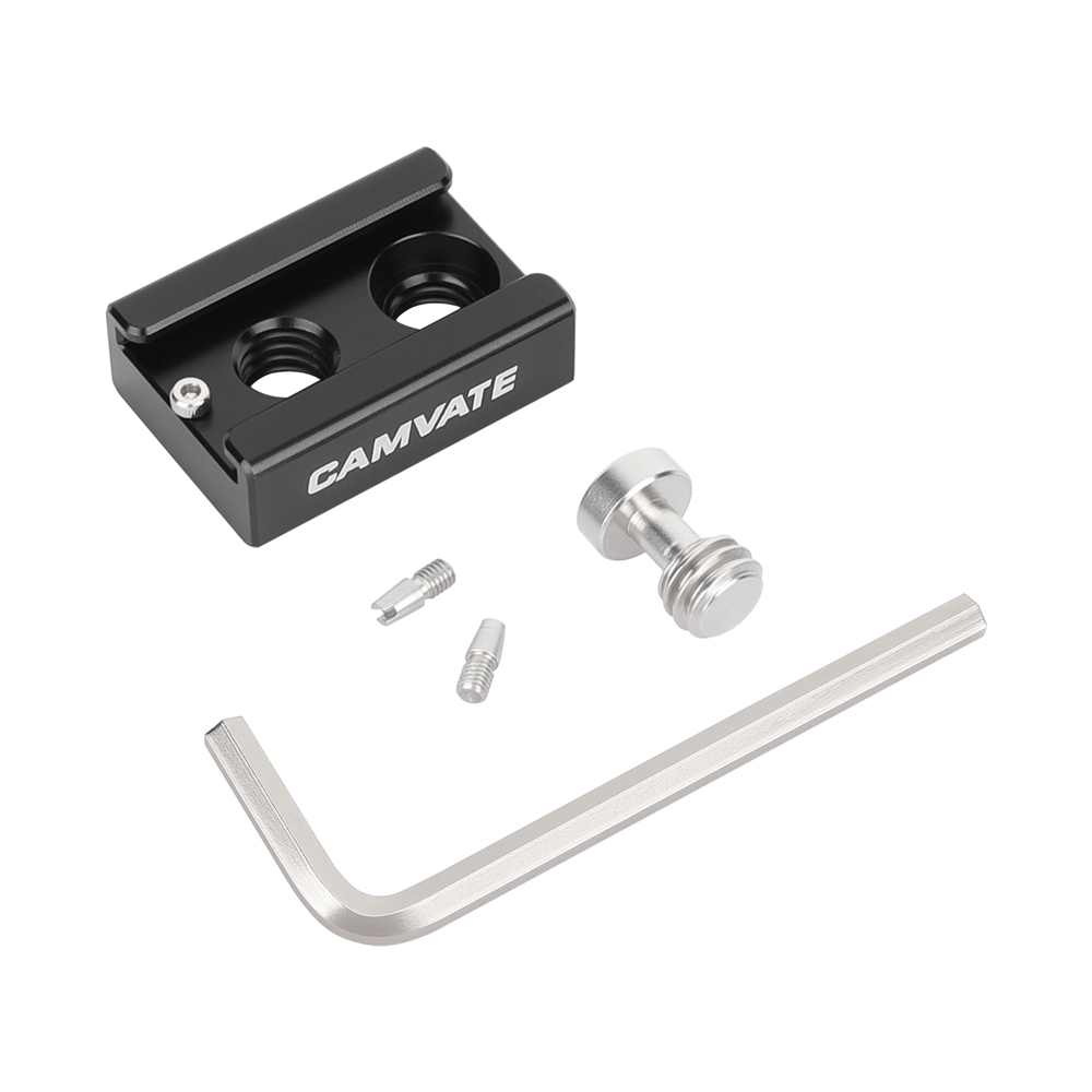 CAMVATE 3/8"-16 Cold Shoe Mount Adapter With ARRI Locating Pins For ARRI Standard Mounting Points