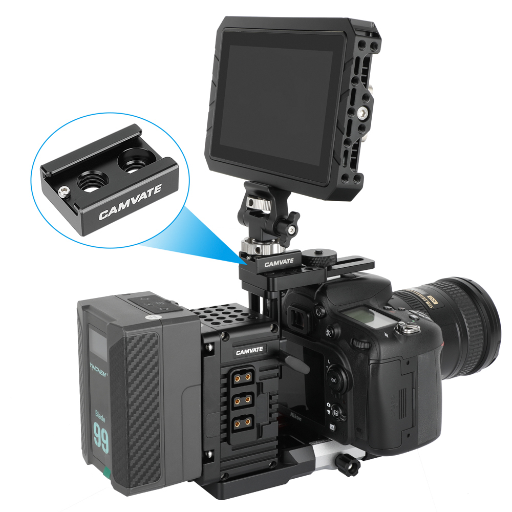 CAMVATE 3/8"-16 Cold Shoe Mount Adapter With ARRI Locating Pins For ARRI Standard Mounting Points