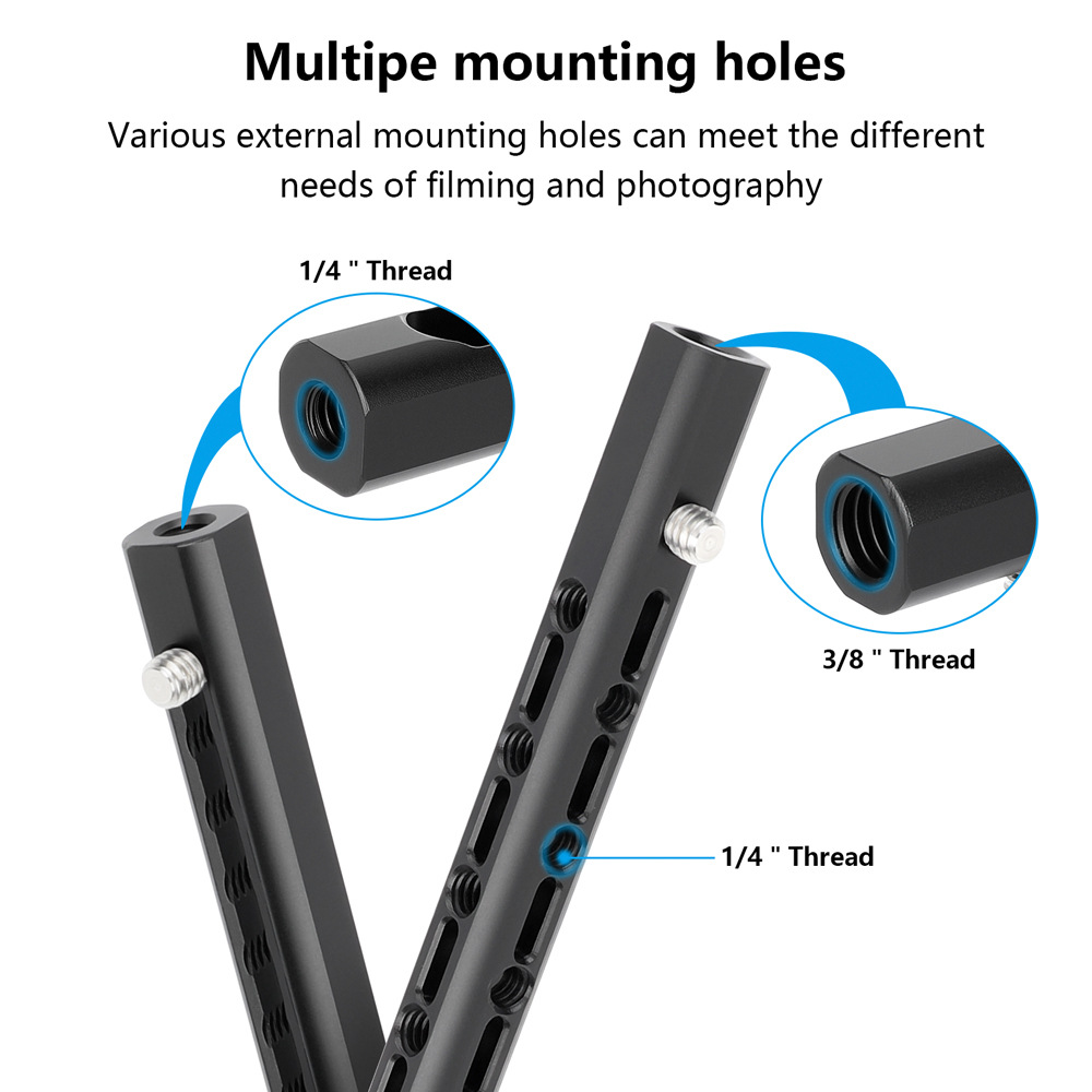 CAMVATE Support Bar with 1/4"-20 & 3/8"-16 Thread for 15mm Rod System (11.8", Pair)