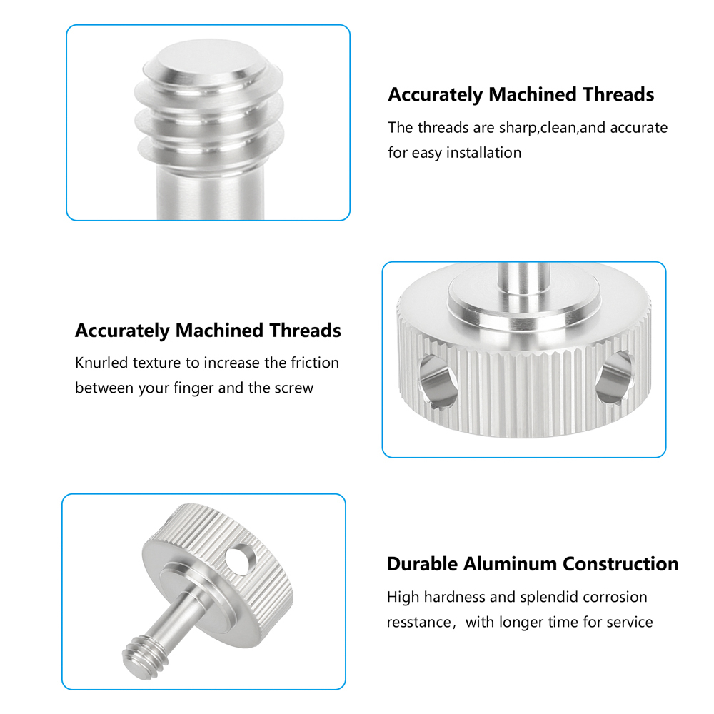 CAMVATE 1/4"-20 Thumbscrew Replacement Lock Knob For DSLR Camera Cage Handgrip & Accessory (2 Pieces)