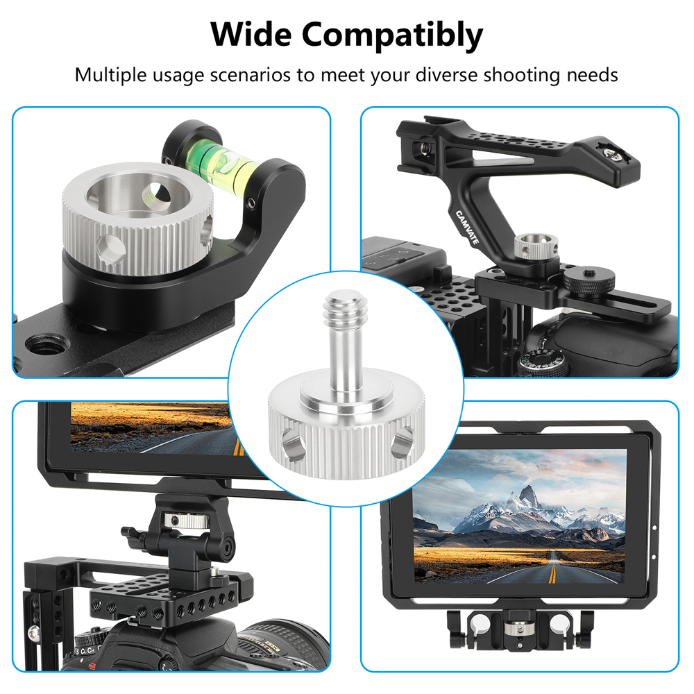 CAMVATE 1/4"-20 Thumbscrew Replacement Lock Knob For DSLR Camera Cage Handgrip & Accessory (2 Pieces)