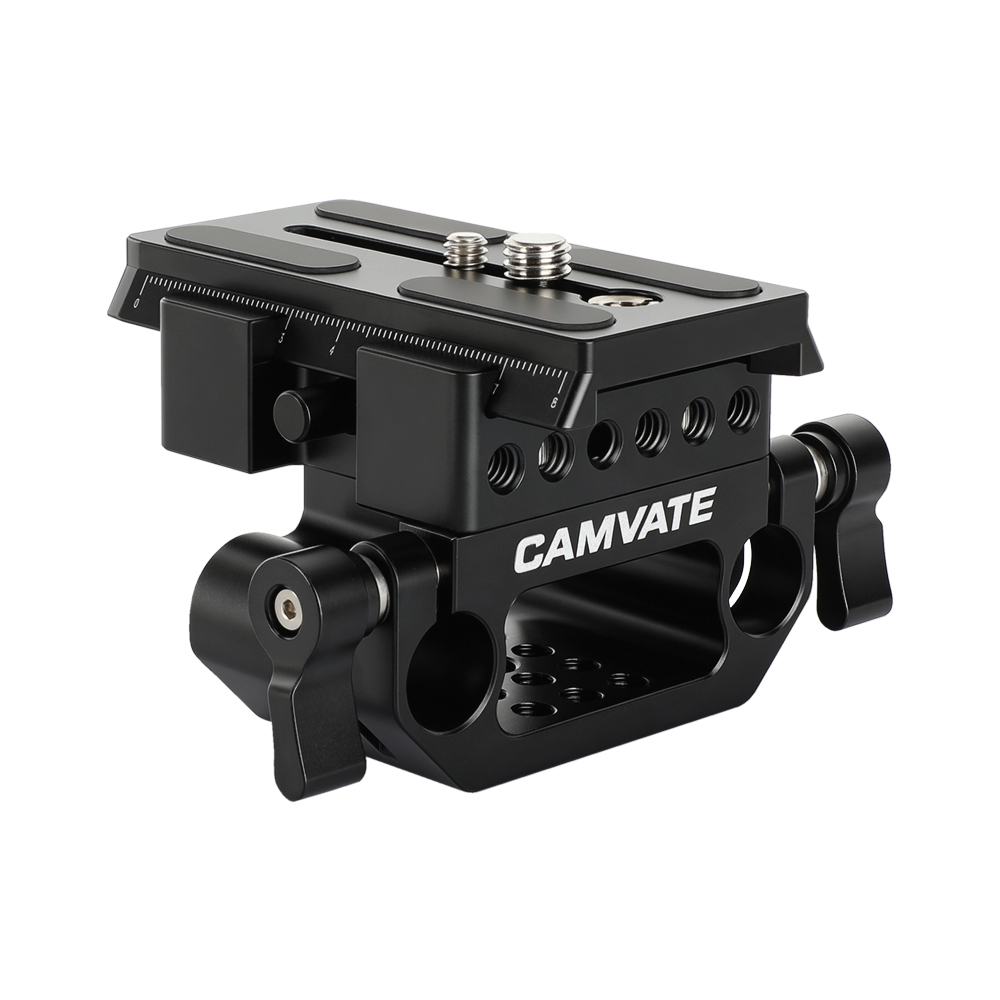 CAMVATE Standard Manfrotto Quick Release Baseplate Assembly With 15mm Dual Rod Clamp Base