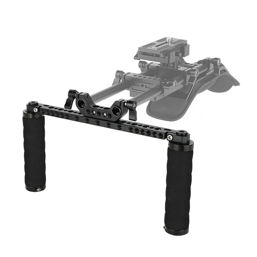 CAMVATE Sponge Handle Grips With Cross Cheese Bar & 15mm Dual Rod Clamp Adapter For DSLR Camera Shoulder Rig