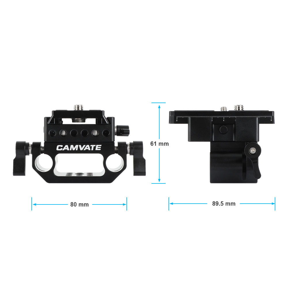 CAMVATE Standard Manfrotto Quick Release Baseplate Assembly With 15mm Dual Rod Clamp Base