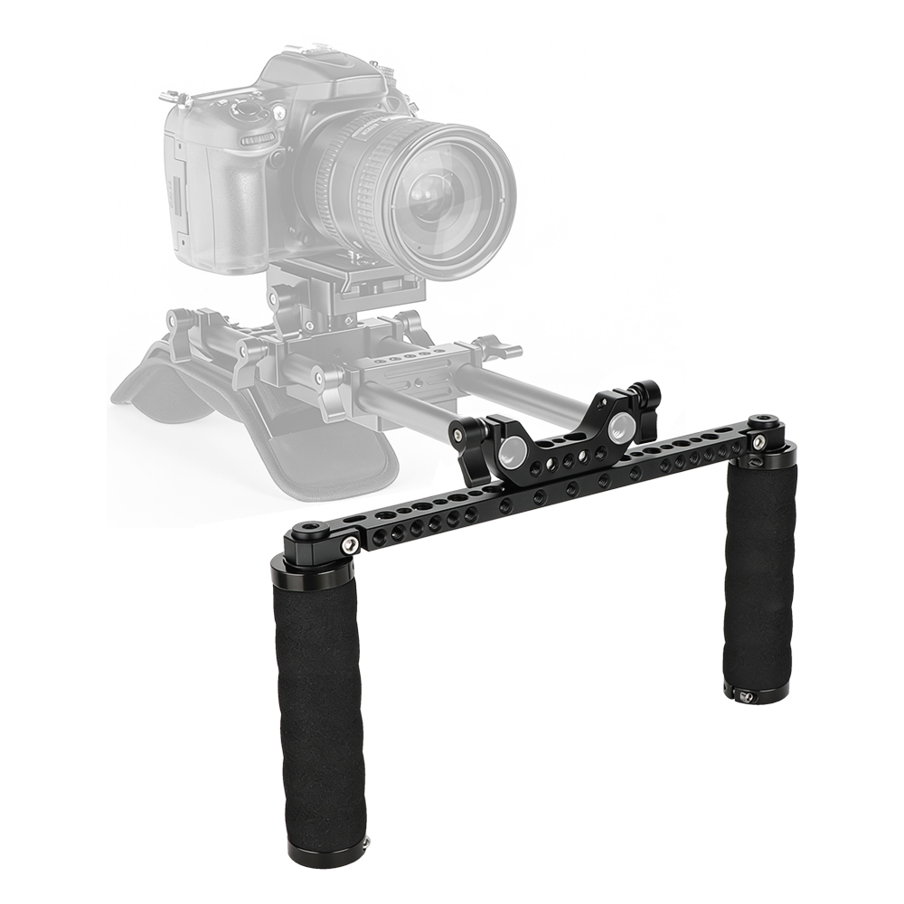 CAMVATE Sponge Handle Grips With Cross Cheese Bar & 15mm Dual Rod Clamp Adapter For DSLR Camera Shoulder Rig