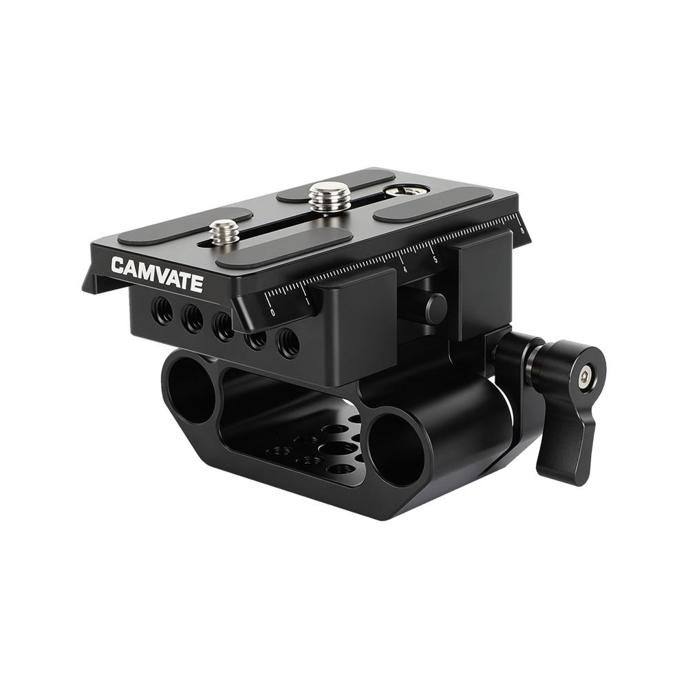 CAMVATE Standard Manfrotto Quick Release Baseplate Assembly With 15mm Dual Rod Clamp Base
