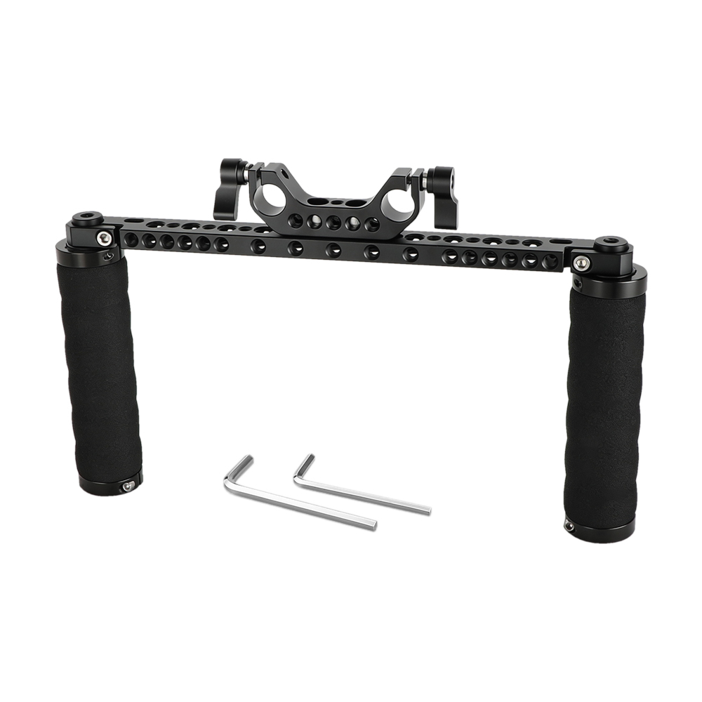 CAMVATE Sponge Handle Grips With Cross Cheese Bar & 15mm Dual Rod Clamp Adapter For DSLR Camera Shoulder Rig