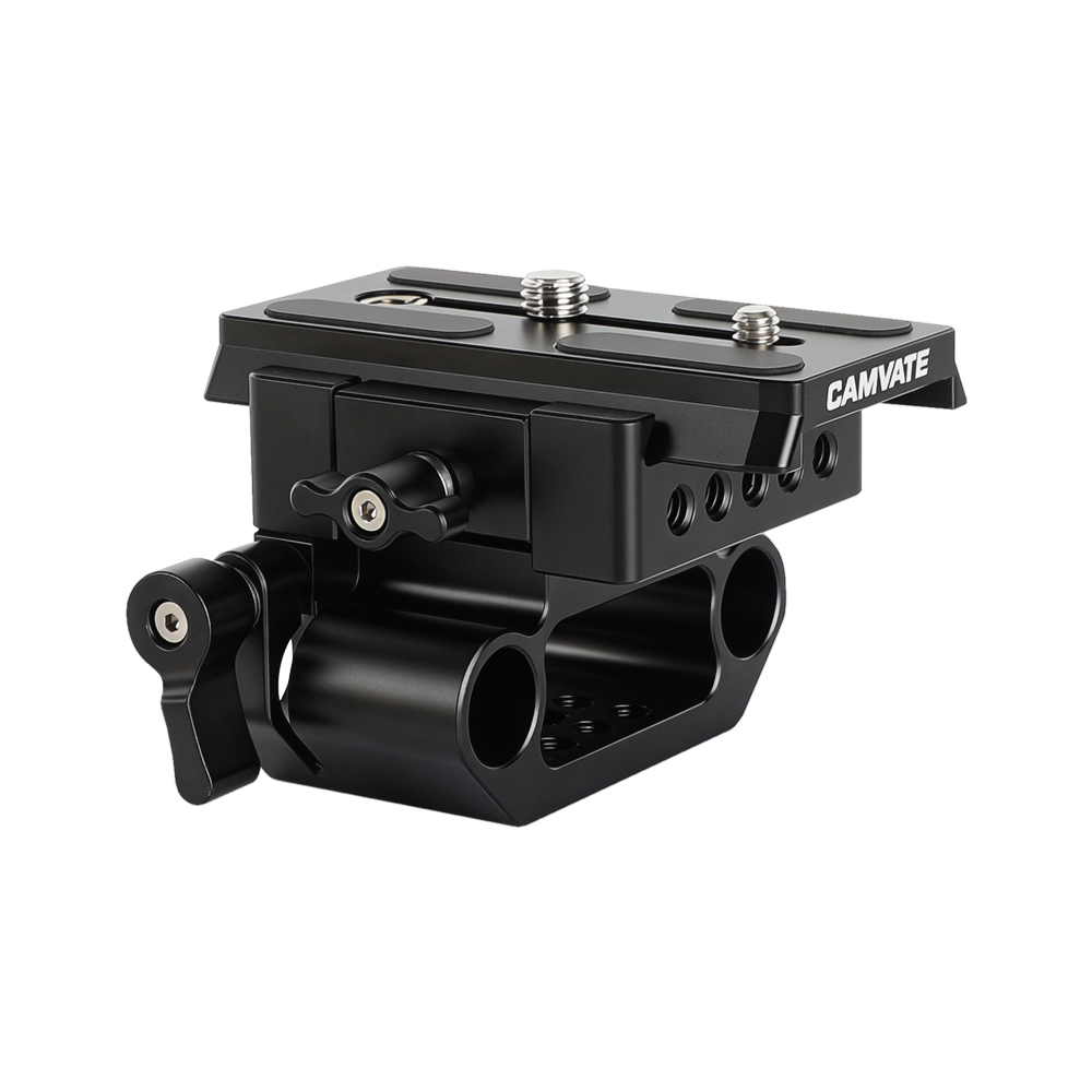 CAMVATE Standard Manfrotto Quick Release Baseplate Assembly With 15mm Dual Rod Clamp Base