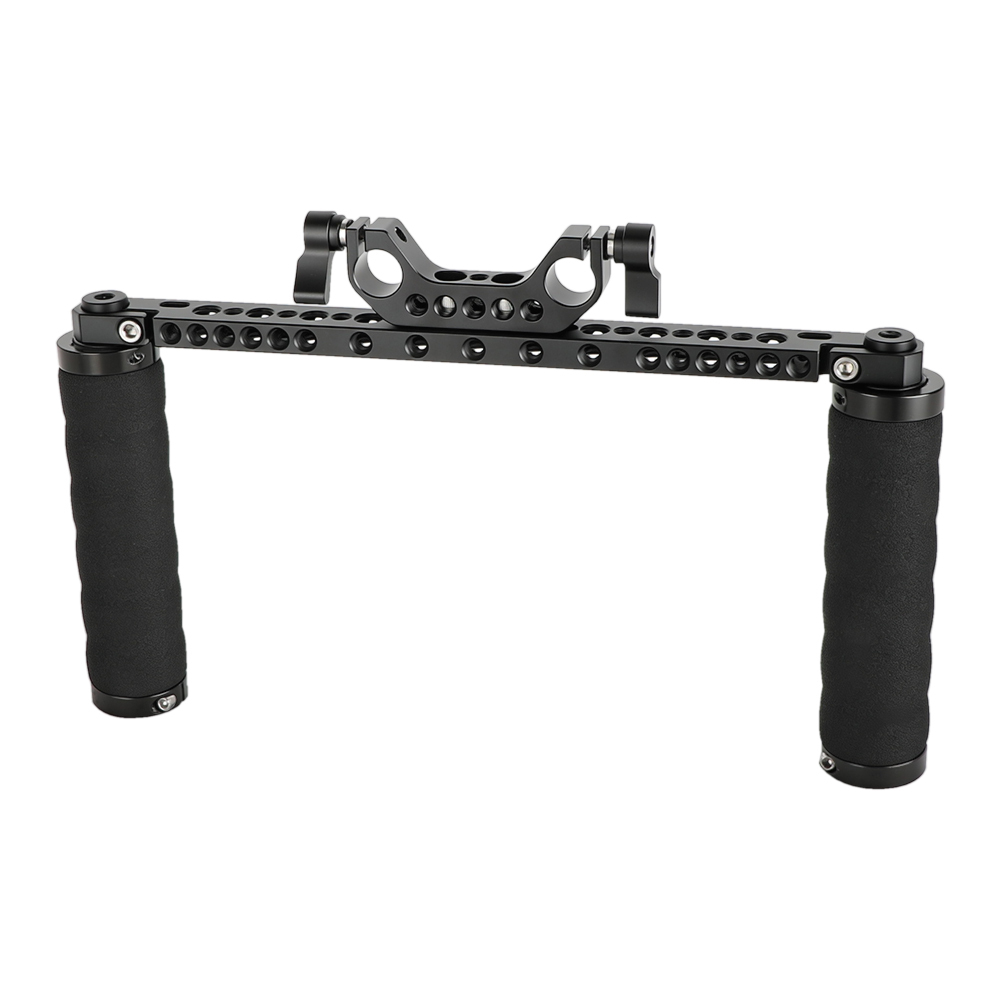 CAMVATE Sponge Handle Grips With Cross Cheese Bar & 15mm Dual Rod Clamp Adapter For DSLR Camera Shoulder Rig